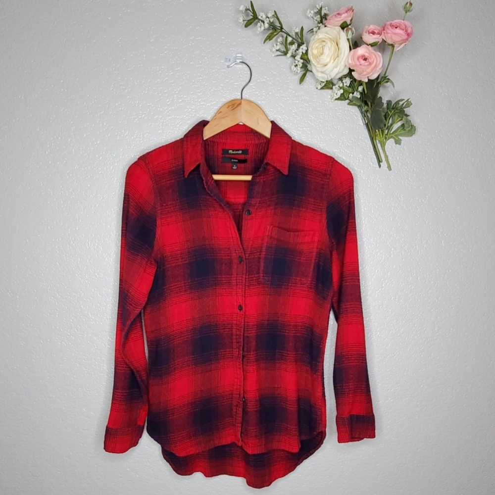 Madewell Red Plaid Flannel M